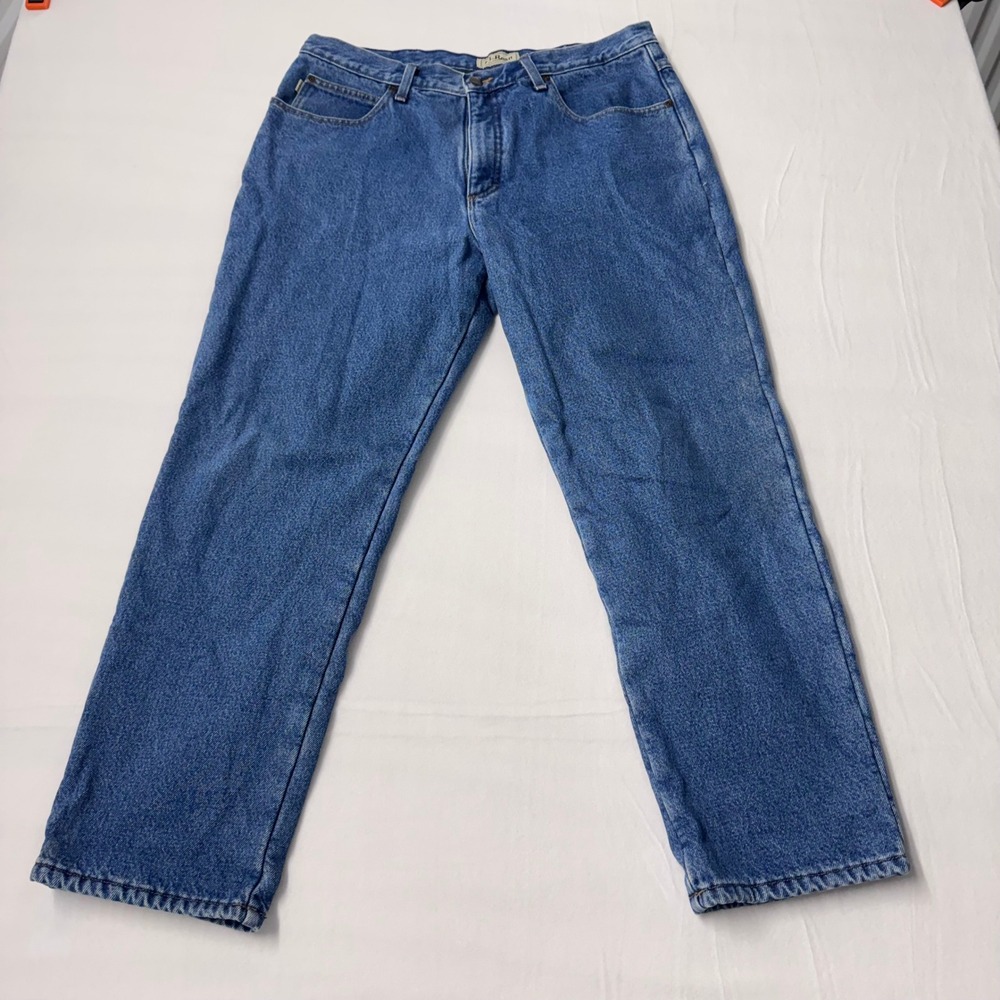 LL Bean Classic Fit Fleece Lined Jeans Mens 36x29 Blue Denim Pants 162343